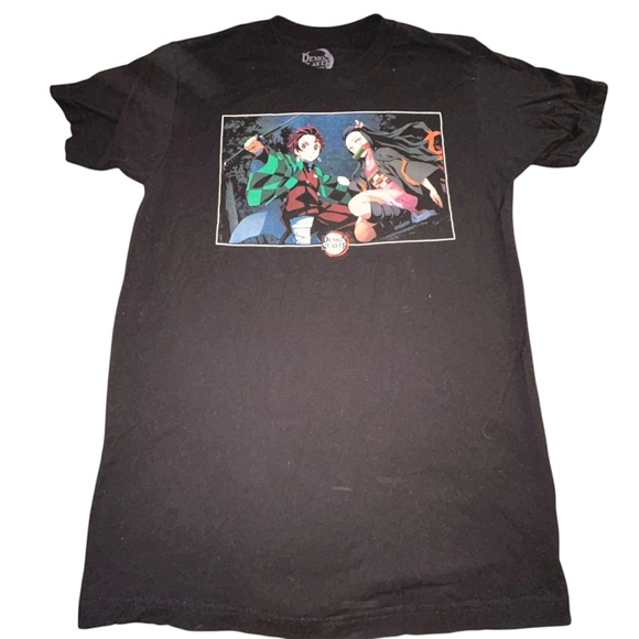 Demon Slayer Black Graphic T-Shirt Anime Design - Picture 1 of 4